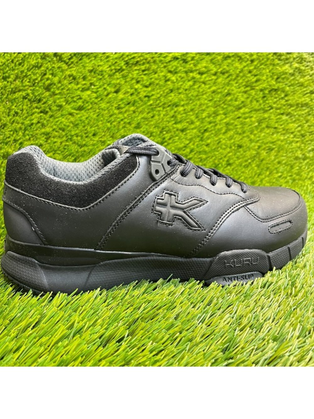 Kuru Kinetic 2 Mens Size 7.5E Jet Black Athletic Leather Walking Shoes Sneakers